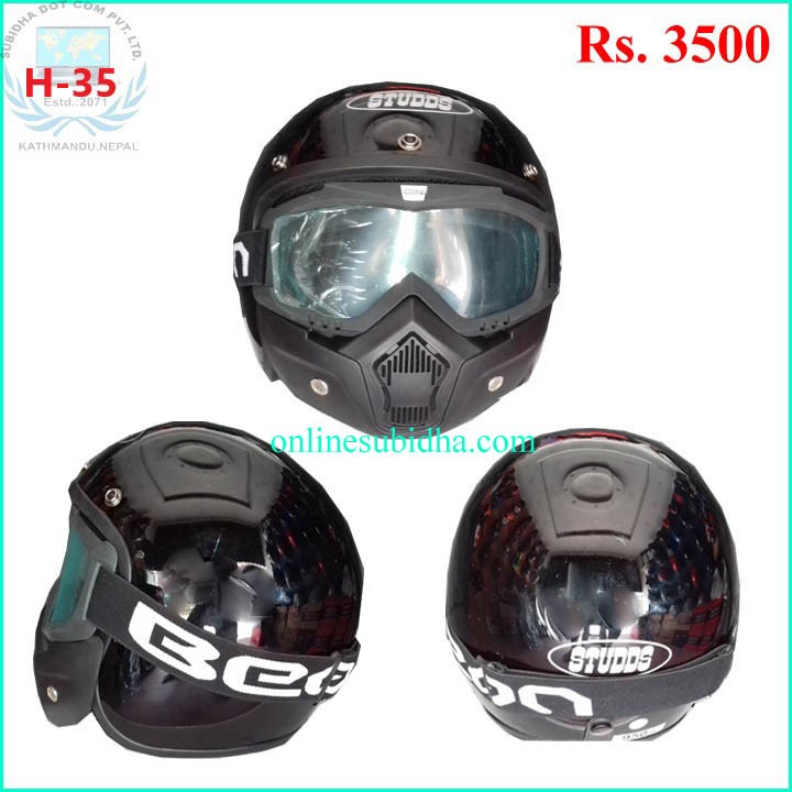 STUDDS-Bullet Helmet with glasses